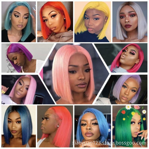 Stock for Christmas Piano Color Double Drawn Short Bob Wig Raw Hair Human Wig Straight T Part hd Lace Front Wig for Black Women